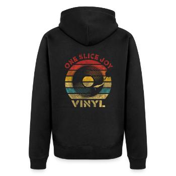 One Slice Joy Vinyl Retro Vintage Music - Unisex Premium Organic Zip Hoodie - black - Back - Nico (187cm)