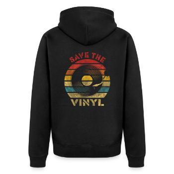 Save the Vinyl Retro Vintage Music - Unisex Premium Bio Zip Hoodie - Schwarz - Hinten - Nico (187cm)