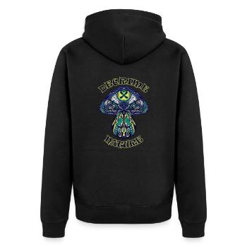 Decrime Nature Colorful Magic Mushroom Trippy - Unisex Premium Organic Zip Hoodie - black - Back - Nico (187cm)