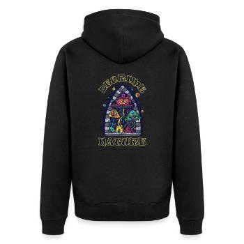 Decrime Nature Colorful Magic Mushroom Trippy - Unisex Premium Organic Zip Hoodie - black - Back - Nico (187cm)