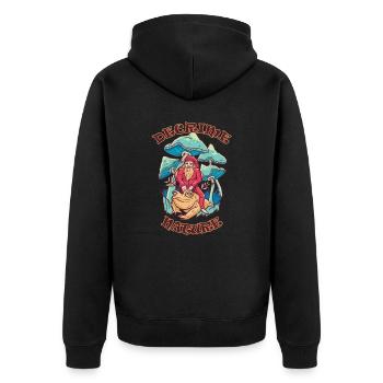 Decrime Nature Colorful Magic Mushroom Trippy - Unisex Premium Organic Zip Hoodie - black - Back - Nico (187cm)