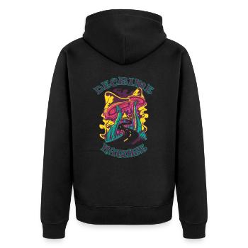 Decrime Nature Colorful Magic Mushroom Trippy - Unisex Premium Bio Zip Hoodie - Schwarz - Hinten - Nico (187cm)