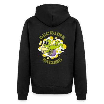 Decrime Nature Colorful Magic Mushroom Trippy - Unisex Premium Organic Zip Hoodie - black - Back - Nico (187cm)