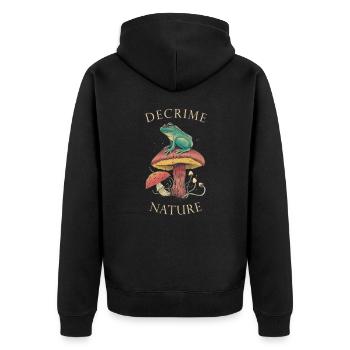 Decrime Nature Colorful Magic Mushroom Frog - Unisex Premium Bio Zip Hoodie - Schwarz - Hinten - Nico (187cm)