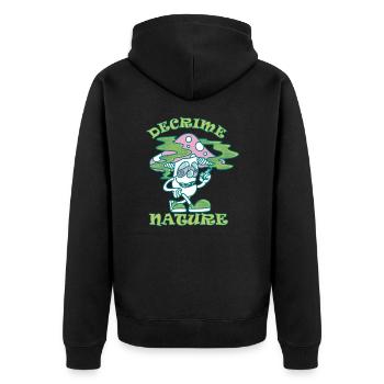Decrime Nature Colorful Magic Mushroom Trippy - Unisex Premium Organic Zip Hoodie - black - Back - Nico (187cm)