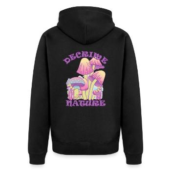 Decrime Nature Colorful Magic Mushroom Trippy - Unisex Premium Organic Zip Hoodie - black - Back - Nico (187cm)