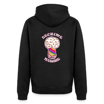 Decrime Nature Colorful Magic Mushroom Trippy - Unisex Premium Bio Zip Hoodie - Schwarz - Hinten - Nico (187cm)