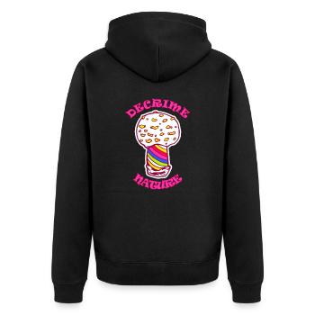Decrime Nature Colorful Magic Mushroom Trippy - Unisex Premium Bio Zip Hoodie - Schwarz - Hinten - Nico (187cm)