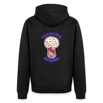 Decrime Nature Colorful Magic Mushroom Trippy - Unisex Premium Bio Zip Hoodie - Schwarz - Hinten - Nico (187cm)