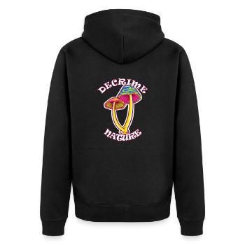 Decrime Nature Colorful Magic Mushroom Trippy - Unisex Premium Organic Zip Hoodie - black - Back - Nico (187cm)