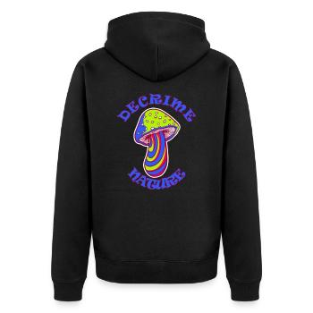 Decrime Nature Colorful Magic Mushroom Trippy - Unisex Premium Bio Zip Hoodie - Schwarz - Hinten - Nico (187cm)