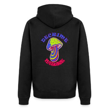 Decrime Nature Colorful Magic Mushroom Trippy - Unisex Premium Organic Zip Hoodie - black - Back - Nico (187cm)