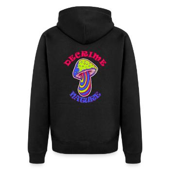 Decrime Nature Colorful Magic Mushroom Trippy - Unisex Premium Bio Zip Hoodie - Schwarz - Hinten - Nico (187cm)