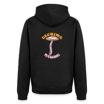Decrime Nature Colorful Magic Mushroom Trippy - Unisex Premium Organic Zip Hoodie - black - Back - Nico (187cm)