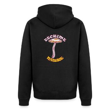 Decrime Nature Colorful Magic Mushroom Trippy - Unisex Premium Bio Zip Hoodie - Schwarz - Hinten - Nico (187cm)