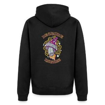 Decrime Nature Coloré Magic Mushroom Rocket - Veste à capuche bio Premium Unisexe - noir - Dos - Nico (187cm)