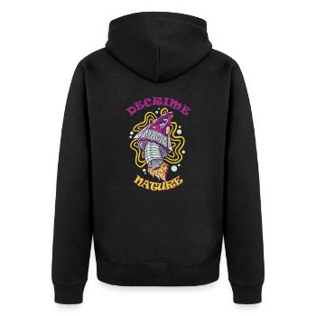 Decrime Nature Coloré Magic Mushroom Rocket - Veste à capuche bio Premium Unisexe - noir - Dos - Nico (187cm)