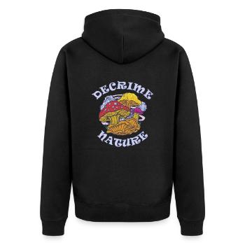 Decrime Nature Colorful Magic Mushroom Trippy - Unisex Premium Bio Zip Hoodie - Schwarz - Hinten - Nico (187cm)