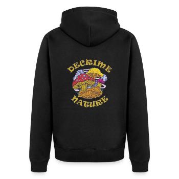 Decrime Nature Colorful Magic Mushroom Trippy - Unisex Premium Bio Zip Hoodie - Schwarz - Hinten - Nico (187cm)