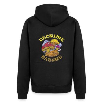 Decrime Nature Colorful Magic Mushroom Trippy - Unisex Premium Bio Zip Hoodie - Schwarz - Hinten - Nico (187cm)