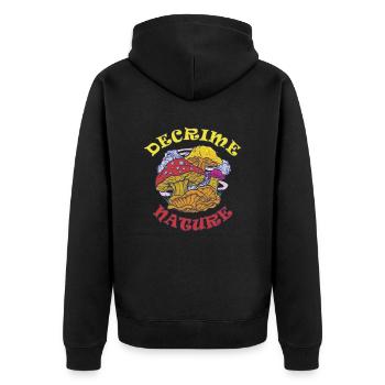 Decrime Nature Colorful Magic Mushroom Trippy - Unisex Premium Organic Zip Hoodie - black - Back - Nico (187cm)