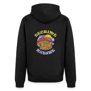 Decrime Nature Colorful Magic Mushroom Trippy - Unisex Premium Bio Zip Hoodie - Schwarz - Hinten - Nico (187cm)