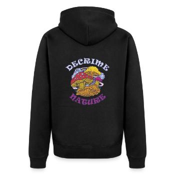 Decrime Nature Colorful Magic Mushroom Trippy - Unisex Premium Bio Zip Hoodie - Schwarz - Hinten - Nico (187cm)