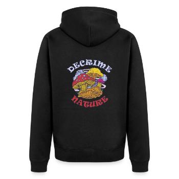 Decrime Nature Colorful Magic Mushroom Trippy - Unisex Premium Organic Zip Hoodie - black - Back - Nico (187cm)