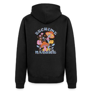 Decrime Nature Colorful Magic Mushroom Trippy - Unisex Premium Bio Zip Hoodie - Schwarz - Hinten - Nico (187cm)