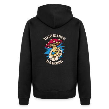 Decrime Nature Colorful Magic Mushroom Skeleton - Unisex Premium Organic Zip Hoodie - black - Back - Nico (187cm)
