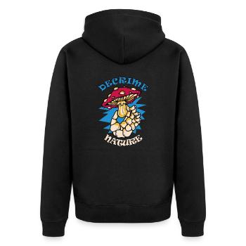 Decrime Nature Colorful Magic Mushroom Skeleton - Unisex Premium Bio Zip Hoodie - Schwarz - Hinten - Nico (187cm)