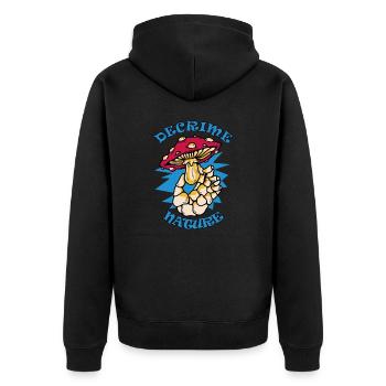 Decrime Nature Colorful Magic Mushroom Skeleton - Unisex Premium Bio Zip Hoodie - Schwarz - Hinten - Nico (187cm)
