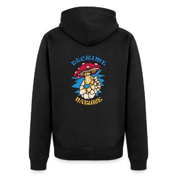 Decrime Nature Colorful Magic Mushroom Skeleton - Unisex Premium Organic Zip Hoodie - black - Back - Nico (187cm)