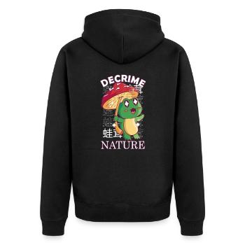 Decrime Nature Colorful Mushroom Frog - Unisex Premium Bio Zip Hoodie - Schwarz - Hinten - Nico (187cm)