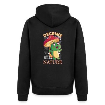 Decrime Nature Colorful Mushroom Frog - Unisex Premium Bio Zip Hoodie - Schwarz - Hinten - Nico (187cm)