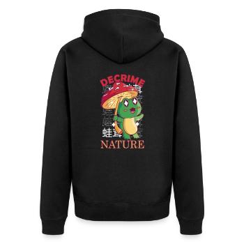 Decrime Nature Colorful Mushroom Frog - Unisex Premium Bio Zip Hoodie - Schwarz - Hinten - Nico (187cm)