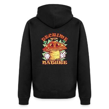 Decrime Nature Colorful Mushroom Trippy - Unisex Premium Bio Zip Hoodie - Schwarz - Hinten - Nico (187cm)