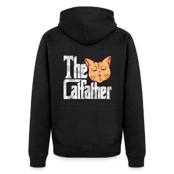 Cat Dad The Catfather Crazy Cat Father Kitty Daddy - Unisex Premium Organic Zip Hoodie - black - Back - Nico (187cm)