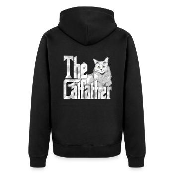 Cat Dad The Catfather Crazy Cat Father Kitty Daddy - Unisex Premium Organic Zip Hoodie - black - Back - Nico (187cm)