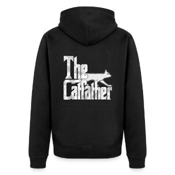 Cat Dad The Catfather Crazy Cat Father Kitty Daddy - Unisex Premium Organic Zip Hoodie - black - Back - Nico (187cm)