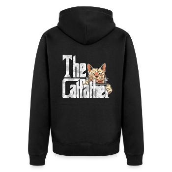 Cat Dad The Catfather Crazy Cat Father Kitty Daddy - Unisex Premium Organic Zip Hoodie - black - Back - Nico (187cm)