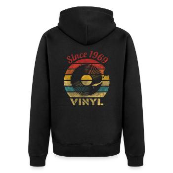 Depuis 1969 Vinyle Rétro Vintage Musique - Veste à capuche bio Premium Unisexe - noir - Dos - Nico (187cm)