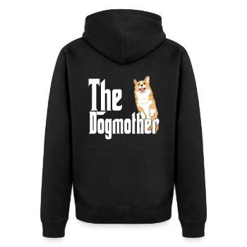 Corgi Dog Mom Dogmother Dogs Mommy - Unisex Premium Organic Zip Hoodie - black - Back - Nico (187cm)