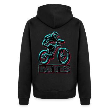 MTB Bike - Unisex Premium Bio Zip Hoodie - Schwarz - Hinten - Nico (187cm)