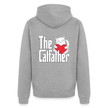 Cat Dad The Catfather Crazy Cat Father Kitty Daddy - Unisex Premium Organic Zip Hoodie - heather grey - Back - Nico (187cm)