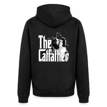 Cat Father The Catfather Crazy Cat Dad Dad - Unisex Premium Organic Zip Hoodie - black - Back - Nico (187cm)