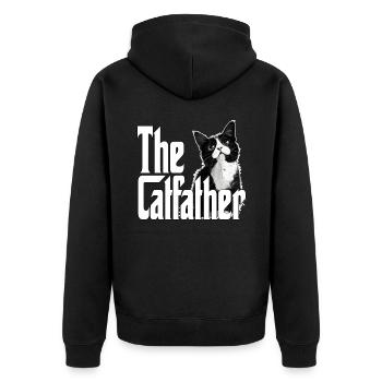 Cat Father The Catfather Crazy Cat Dad Dad - Unisex Premium Organic Zip Hoodie - black - Back - Nico (187cm)