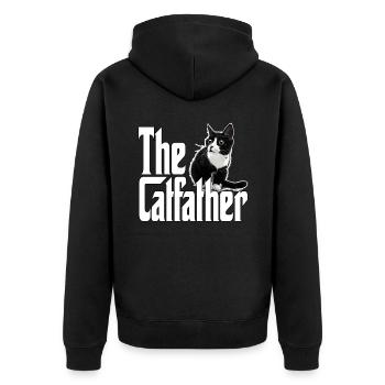 Cat Father The Catfather Crazy Cat Dad Dad - Unisex Premium Organic Zip Hoodie - black - Back - Nico (187cm)