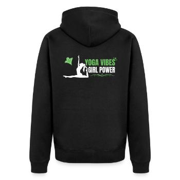 Yoga Vibes - Girl Power - cute women yoga design - Unisex Premium Organic Zip Hoodie - black - Back - Nico (187cm)