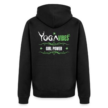 Yoga Vibes - Girl Power - cute women yoga design - Unisex Premium Organic Zip Hoodie - black - Back - Nico (187cm)